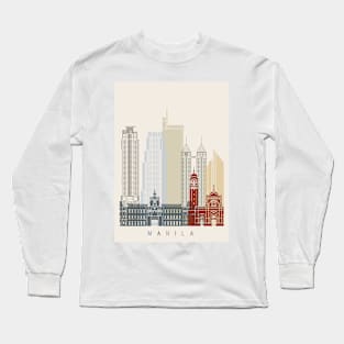 Manila skyline poster Long Sleeve T-Shirt